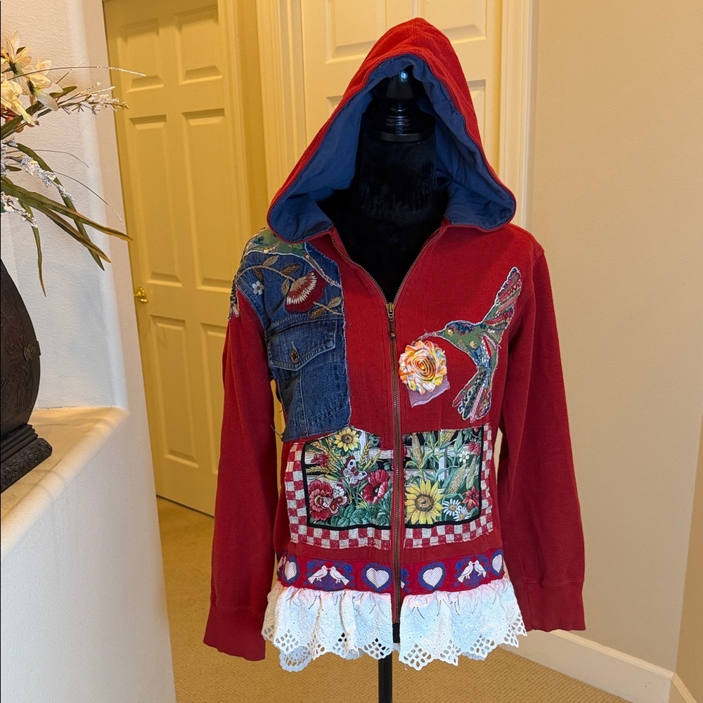 Columbia Hoodie Handcrafted Patchwork - image 1